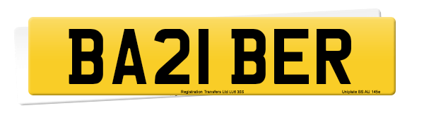 Registration number BA21 BER